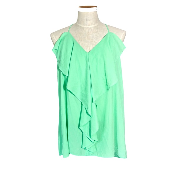 Maurices Green V-Neck Chiffon Halter Tank Top SzL - Picture 1 of 9